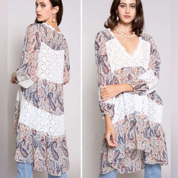 POL Wandering in the Woods Paisley Tunic Dress - Size L - Picture 2 of 9